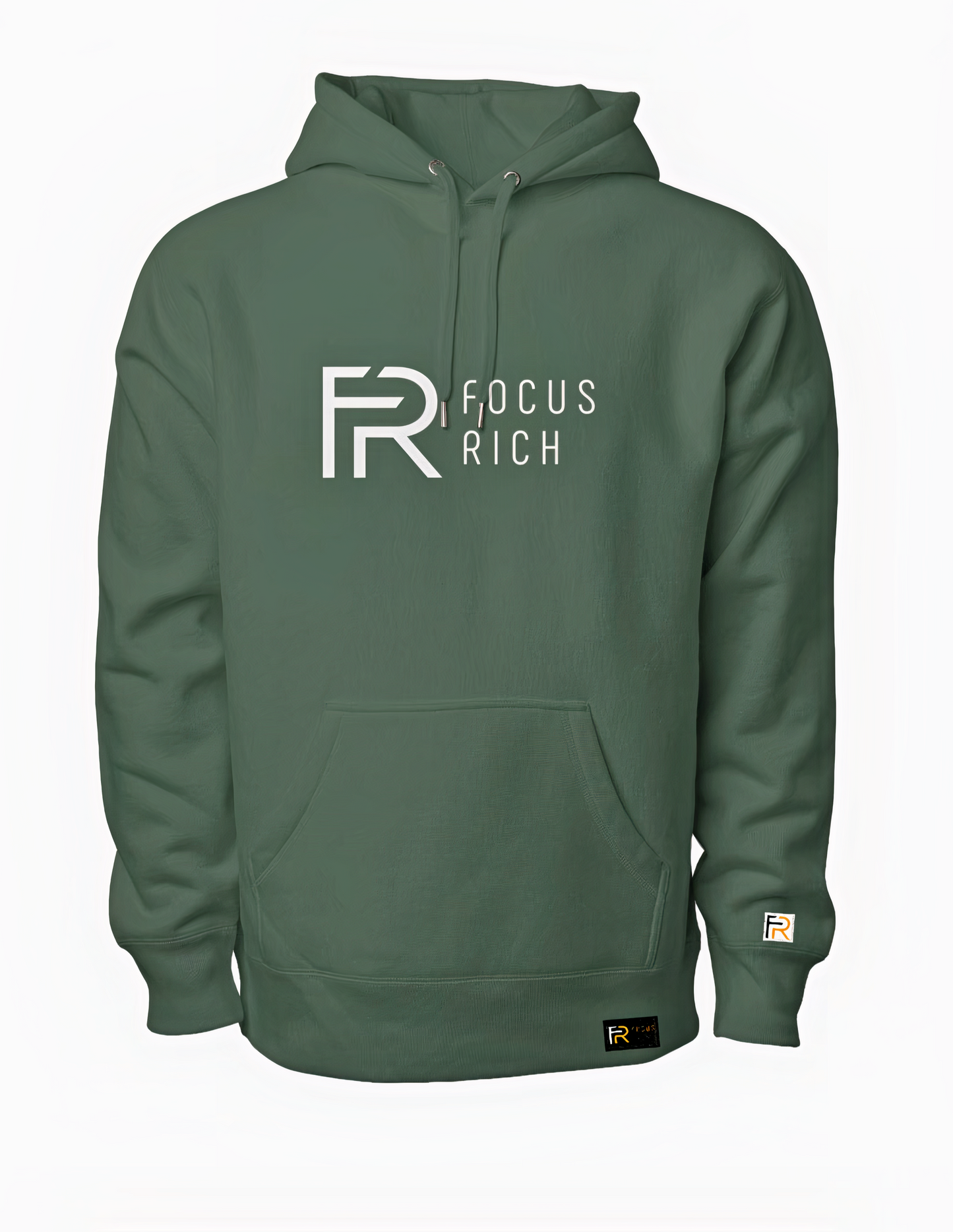 Focus Rich Clothing Classic Embroidered Logo Hoodie in Green