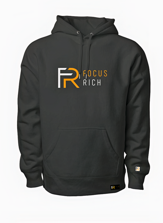 Focus Rich Clothing Classic Embroidered Logo Hoodie in Black
